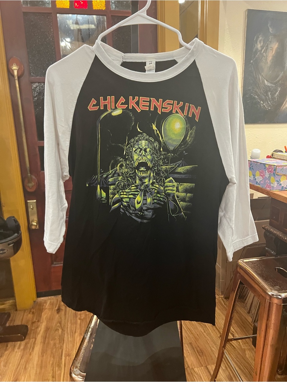 Tultex Black & White Raglan "Chickenskin" Graphic Tee